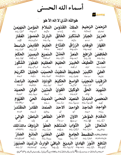 99 Names Of Allah أسماء الله الحسنى (1)