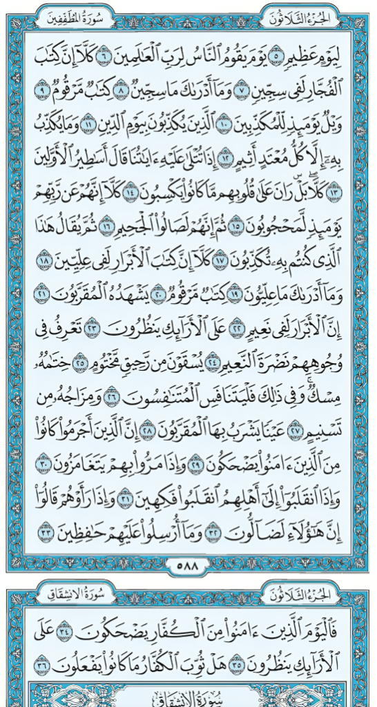 Surah Al Mutaffifin 1-36 full in Quran Pak- سورة المطففين - Islampak