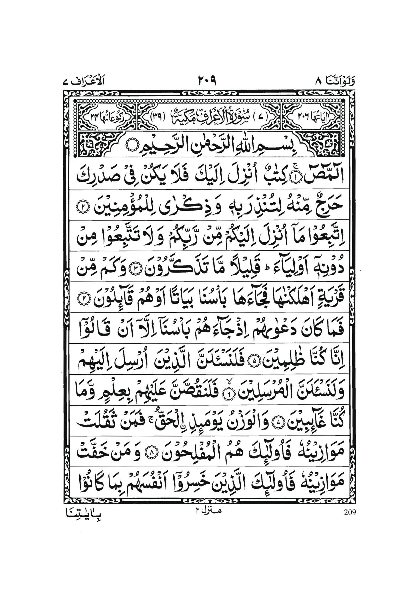 Surah Al Araf in Quran 0208