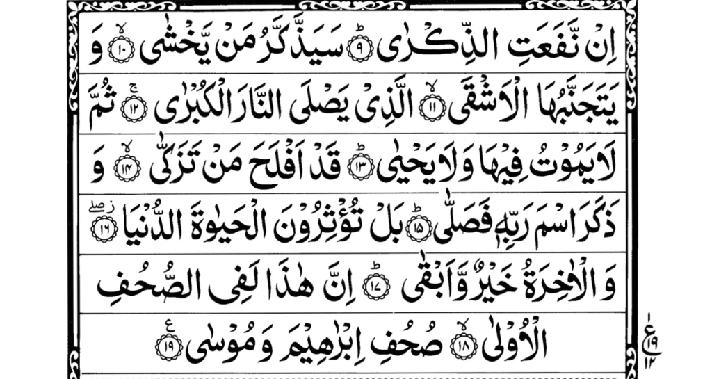 Surah Al A'la Ayat 9 to 19