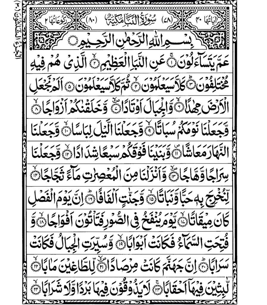 Surah An Naba Ayat 1 to 24